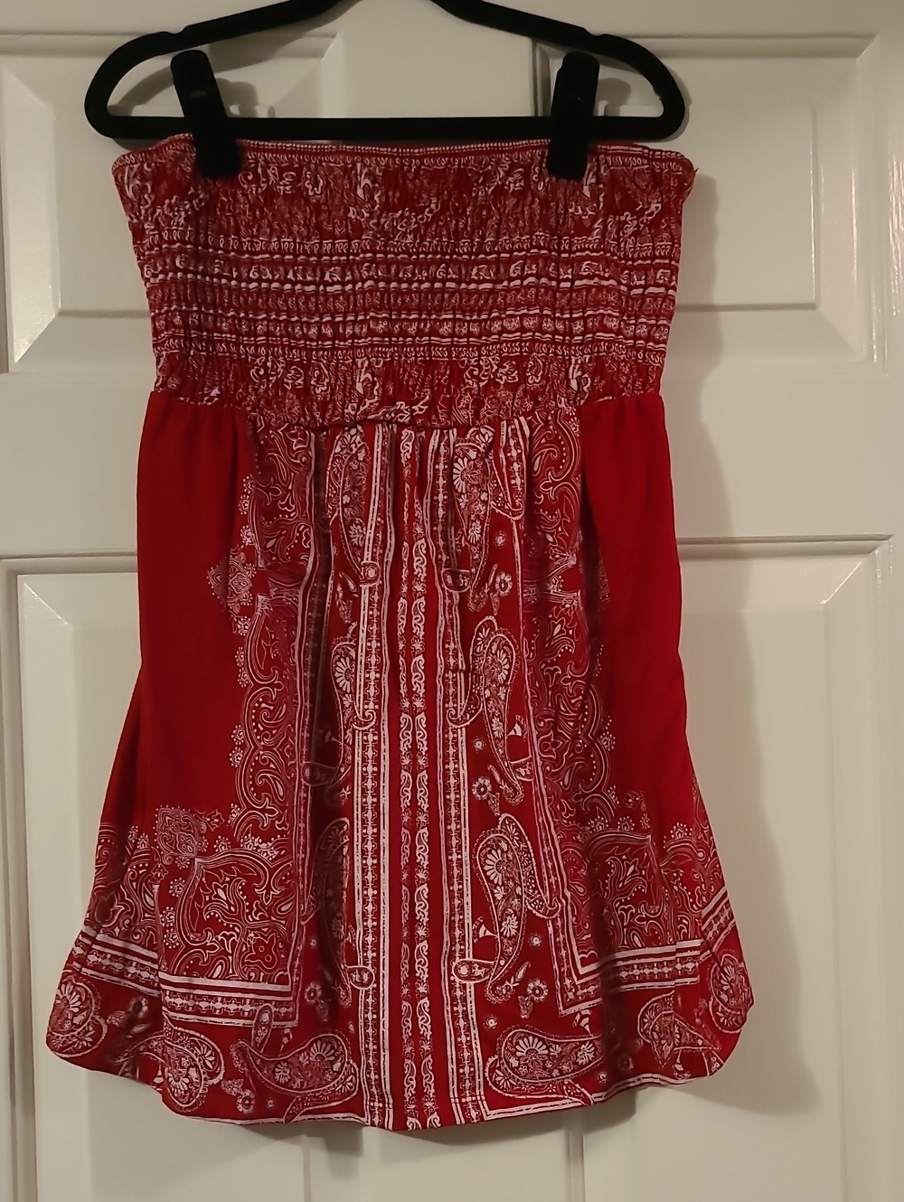 No Boundaries Red Bandana Print Smocked Tube Top